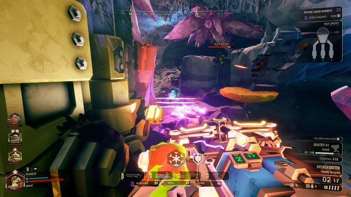 Once all three pipes reach the Pumpjack, you can activate the extraction process with a button on the refinery platform - Deep Rock Galactic: On-Site Refining - main mission objective - On-Site Refining - Deep Rock Galactic Guide