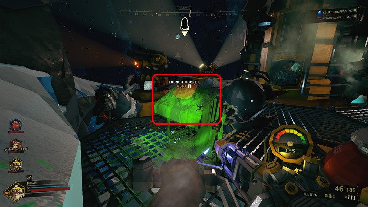 The console with the corresponding button is located at the rear of the mining platform - Deep Rock Galactic: Point Extraction, Finishing the mission and evacuation - Point Extraction - Deep Rock Galactic Guide