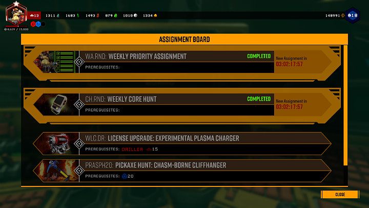 Weekly Priority Assignment tasks can be accepted from the Assignment Board terminal located on the ground floor of the space station - Deep Rock Galactic: Weekly missions - Basics - Deep Rock Galactic Guide