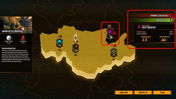 If you want to acquire huge amounts of rare resources, then during the mission selection screen search for tasks which have the Mineral Mania anomaly (we have marked it in the picture above) - Deep Rock Galactic: Experience, resources - how to earn quickly? - FAQ - Deep Rock Galactic Guide