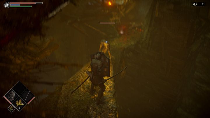 After going down the ladder to the bottom, go towards the enemies who stand on the footbridge - Demons Souls Remake: Depraved Chasm (5-1) - walkthrough - Valley of Defilement (Region 5) - Demons Souls Remake Guide