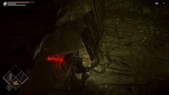 There's a hole by the ladder, behind the wooden cover - Demons Souls Remake: Depraved Chasm (5-1) - walkthrough - Valley of Defilement (Region 5) - Demons Souls Remake Guide