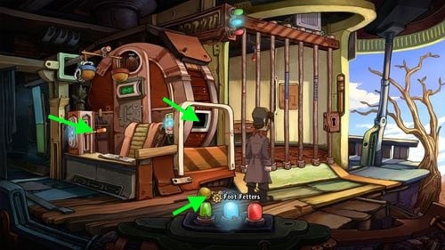 Pull the Lever down, transforming the room into police station - Find coffee powder ingredients | Part 1 - Kuvaq - Part 1 - Kuvaq - Deponia Game Guide & Walkthrough