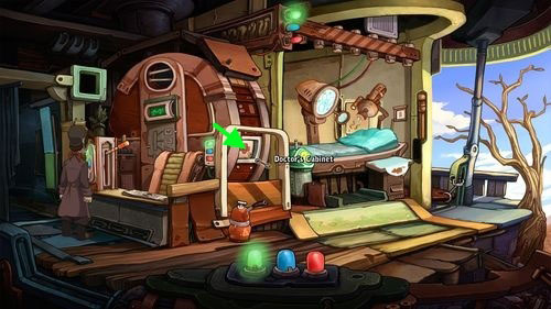 Pull the Lever up, obtaining the doctors room - Find coffee powder ingredients | Part 1 - Kuvaq - Part 1 - Kuvaq - Deponia Game Guide & Walkthrough