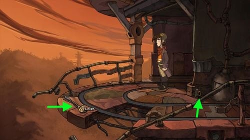 In the new location pick up the Lever and a Bottle on the ground - Place Goal in the mine cart | Part 2 - Junk Mine - Part 2 - Junk Mine - Deponia Game Guide & Walkthrough