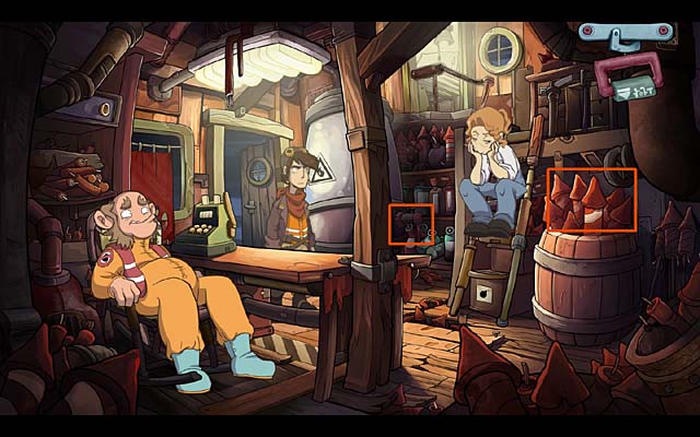 Use the wrench to turn off the tap from the tank - Get a weapon - Chapter one - Deponia Doomsday - Game Guide and Walkthrough