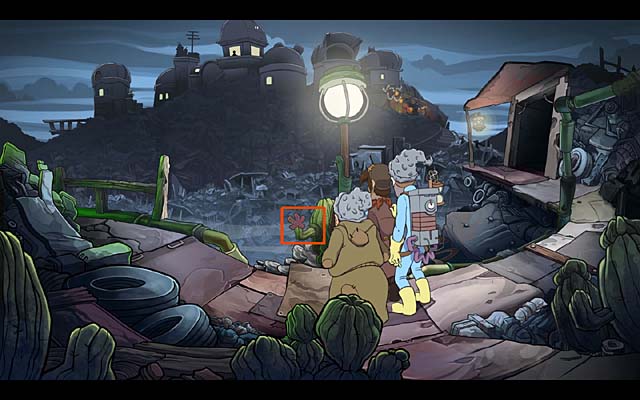 Move the throttle lever (on the left side of the balloon), then get inside the house, open the stove door, and put the rubble inside - Get into the Elysium - Chapter one - Deponia Doomsday - Game Guide and Walkthrough