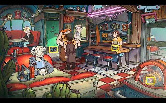 Leave the diner and talk with Rokko (ask twice about timepod) and with Mac who will appear suddenly - Bring the sandwich to the builder - Chapter six - Deponia Doomsday - Game Guide and Walkthrough