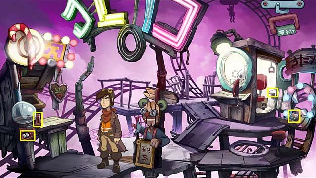 Put the coins into the gumball machine - Make a mock-up Goal - Chapter four - Deponia Doomsday - Game Guide and Walkthrough