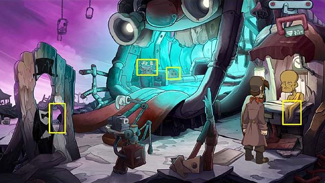 Go to the tunnel and take a bowling ball polisher and a bowling ball - Make a mock-up Goal - Chapter four - Deponia Doomsday - Game Guide and Walkthrough