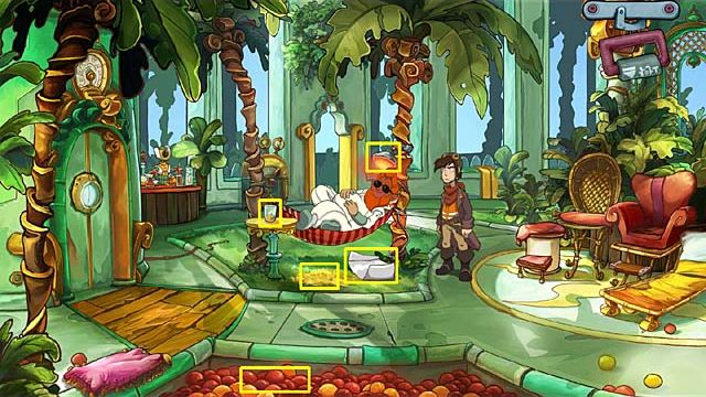 When a man lying in the hammock drops a file of aluminum reflector, take it - Get into the computer kernel - Chapter three - Deponia Doomsday - Game Guide and Walkthrough