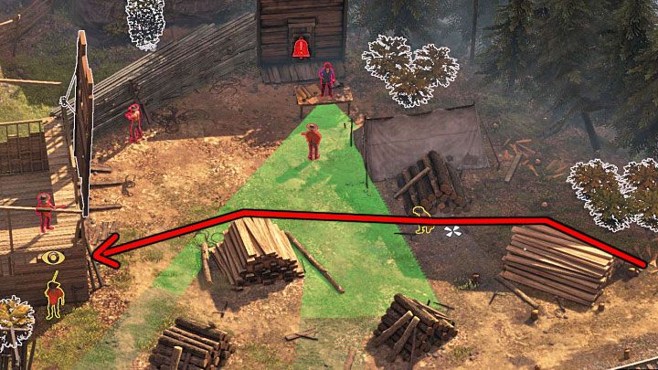 We suggest to move with one character towards McBane right away - Desperados 3: Kill McBane - mission 3, walkthrough - Mission 3 - Troublemakers in Flagstone - Desperados 3 Guide