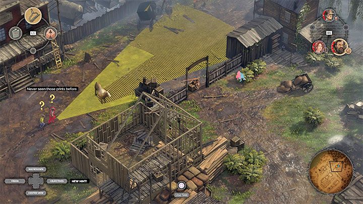 Head towards the pathway leading to one of the citys main streets (M8,4) - Desperados 3: Get a disguise and find McCoy - mission 8, walkthrough - Mission 8 - One Hell of a Night - Desperados 3 Guide