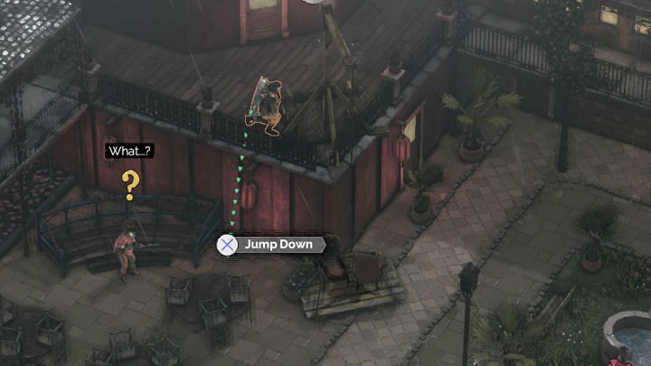 You can draw a few new enemies away by whistling on the roof where youve got rid of the recent opponents - Desperados 3: Bypass the guard post and get a disguise - mission 12, walkthrough - Mission 12 - Dirt and Blood - Desperados 3 Guide
