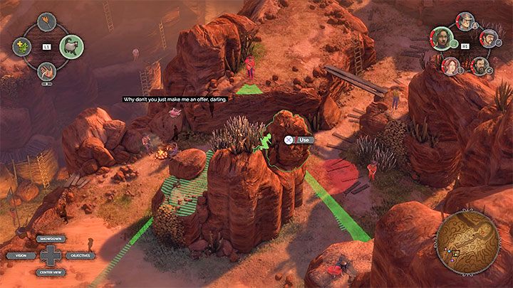 A second large boulder (M16,6) can be found on the right side of the canyon, close to where Isabelle and McCoy begin their mission - Desperados 3: Mission 16 - map, badges - Mission 16 - The Old and The New - Desperados 3 Guide