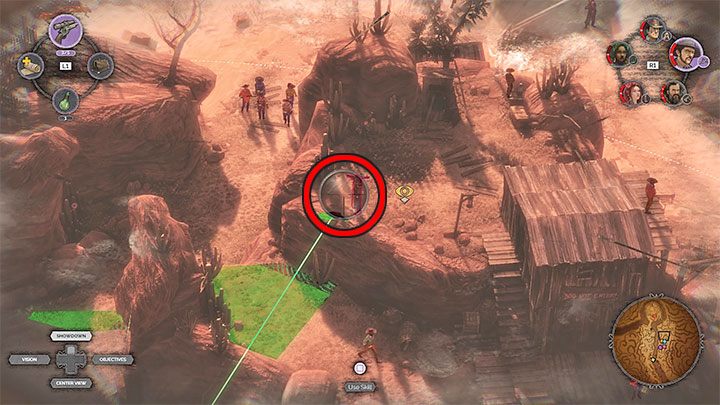 Another major area on the right side of the canyon is a large hill (M16,14) - Desperados 3: Reach the cemetery gate - mission 16, walkthrough - Mission 16 - The Old and The New - Desperados 3 Guide