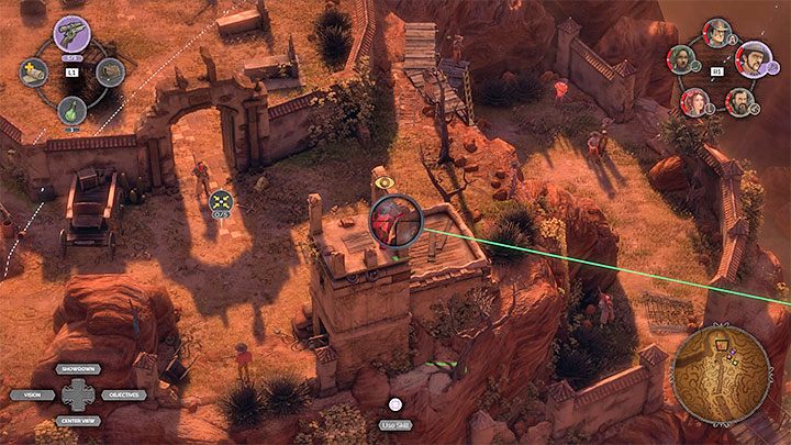 Regardless of whether you chose the left or the right path, at least one hero should be near the cemetery gate (M16,21) - Desperados 3: Reach the cemetery gate - mission 16, walkthrough - Mission 16 - The Old and The New - Desperados 3 Guide