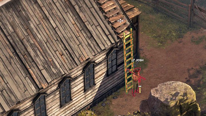 Josh is one of the common bandits who takes part in the funeral in the northern part of the map (M3,17) - Desperados 3: Mission 3 - map, badges - Mission 3 - Troublemakers in Flagstone - Desperados 3 Guide