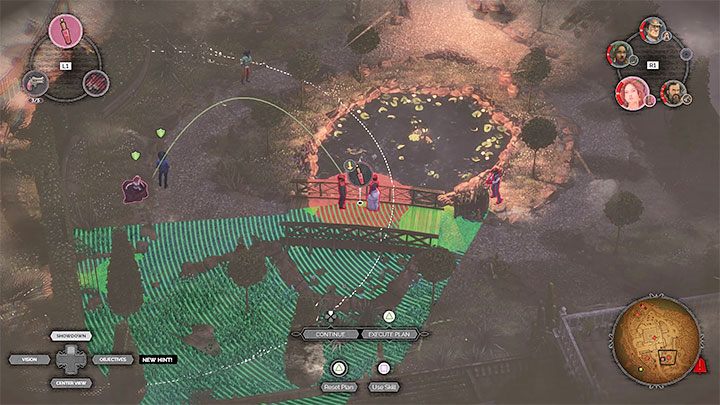 Once the tower and rear area are secured, you can eliminate the characters in the front garden - Desperados 3: Distract guests with fireworks - mission 15, walkthrough - Mission 15 - A Captain of Industry - Desperados 3 Guide