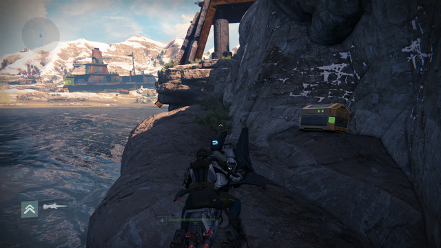 The chest from the cliff. You can locate it easier by noticing the ship from the screenshot - Earth | Gold Chests - Gold Chests - Destiny Game Guide