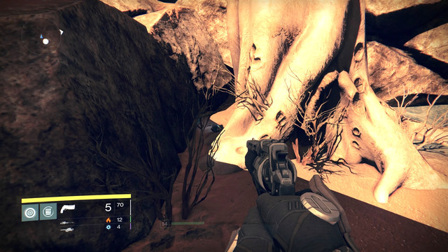 Ghost lying between the roots of a tree behind the passage. - Mars | Dead Ghosts - Dead Ghosts - Destiny Game Guide