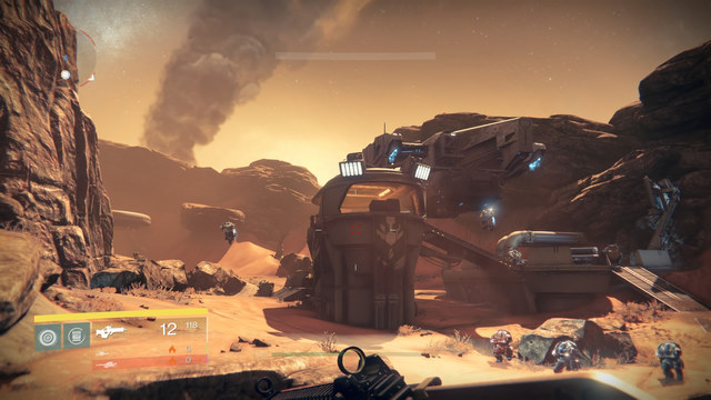 On the beginning of the Trechworks, right behind the Iron Lane, behind the rocks, you should notice a tall enemy building (see: picture above) - Mars | Dead Ghosts - Dead Ghosts - Destiny Game Guide