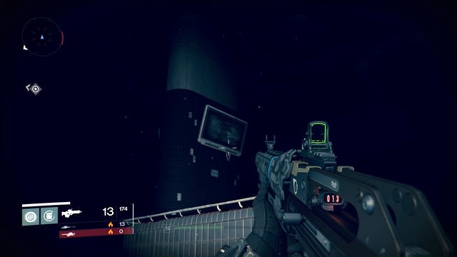 A Monitor hanging from a pillar in the Freehold Station - Mars | Dead Ghosts - Dead Ghosts - Destiny Game Guide