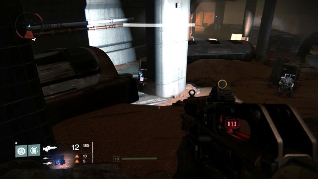 The Ghost in the bottom left corner. View from behind the gate. - Mars | Dead Ghosts - Dead Ghosts - Destiny Game Guide