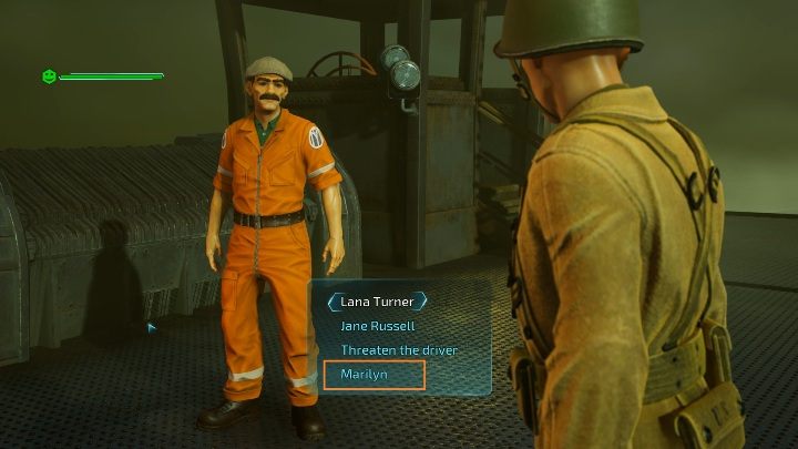 During the conversation, you must select an answer that will enable the man to start the vehicle - Destroy All Humans 2020: Furon Down - A conversation with the ships pilot - Walkthrough - Destroy All Humans Remake Guide