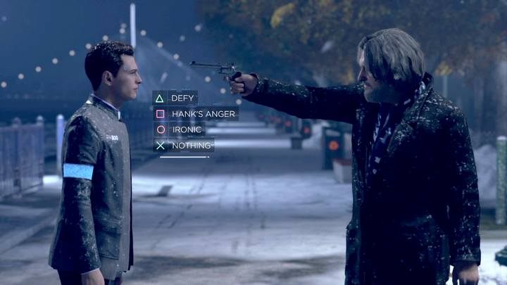 This scene always occurs; you dont want to die - dont tease Hank. - How to prevent the death of Connor in Detroit Become Human? - FAQ - Detroit Become Human Guide