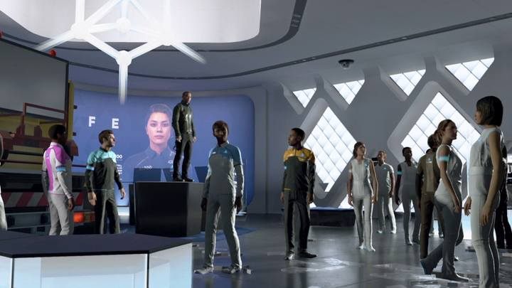 Begin with a speech - stand on the counter in the middle of the shop. - Capitol Park | Marcus | Detroit Become Human Walkthrough - Marcus Walkthrough - Detroit Become Human Guide