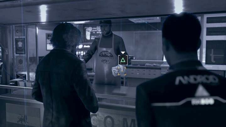 Analyze Hanks meal and his friends to unlock additional dialogue options. - The Nest | Connor | Detroit Become Human Walkthrough - Connor Walkthrough - Detroit Become Human Guide