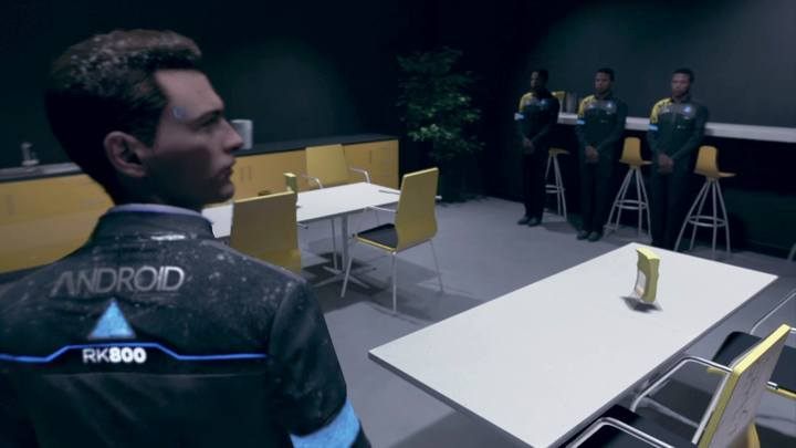 Three androids in the kitchen - one of them is a deviant. You can skip this step to receive access to other endings. - Public Enemy | Connor | Detroit Become Human Walkthrough - Connor Walkthrough - Detroit Become Human Guide