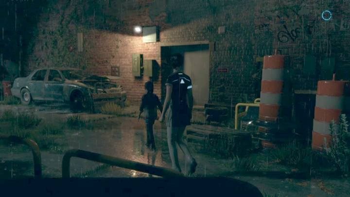 Next to the car, you will also find a metal shears that will allow you to get to an abandoned house. - Fugitives | Kara | Detroit Become Human Walkthrough - Kara Walkthrough - Detroit Become Human Guide