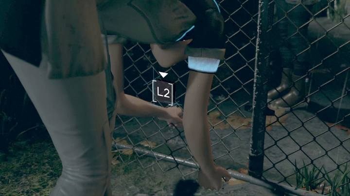 Cut the net with scissors from the shop or the ones found on the aggregate next to the car. - Fugitives | Kara | Detroit Become Human Walkthrough - Kara Walkthrough - Detroit Become Human Guide