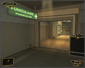 Turn north here and try to stay unnoticed - (3) Peaceful solution: Reaching the staircase at the back of the studio - Confronting Eliza Cassan - Deus Ex: Human Revolution Game Guide
