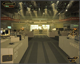 17 - (3) Peaceful solution: Reaching the staircase at the back of the studio - Confronting Eliza Cassan - Deus Ex: Human Revolution Game Guide