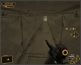 If you dont plan on stunning the enemies, you have to - in accordance with the previous hint - use camouflage (Cloaking System) to reach the funicular summon button and afterwards quickly back out to a safe spot - (5) Peaceful solution: Summoning the funicular - Confronting Eliza Cassan - Deus Ex: Human Revolution Game Guide