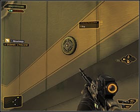 CAREFULLY approach the stairs leading onto level 1 - (8) Reaching the sub-basement - Confronting Eliza Cassan - Deus Ex: Human Revolution Game Guide