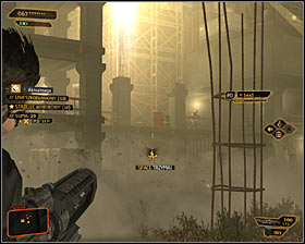 Right after destroying the robot, keep shooting at other enemies, first dealing with survivors at the lowest level, and then taking care of snipers - (1) Aggressive solution: Getting out of the construction site - Find Vasili Sevchenkos GPL Device - Deus Ex: Human Revolution Game Guide