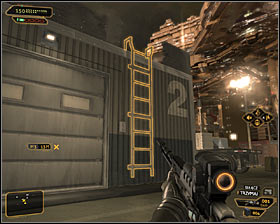 During your fight here you have to watch out for two snipers, which should be killed fast - (4) Aggressive solution: Retrieving the package from the shed - Stowing Away - Deus Ex: Human Revolution Game Guide