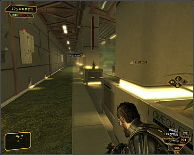 Now you have to head north, because this is the only way to get to previously mentioned security turrets rear - (1) Peaceful solution: Reaching the main square - Rescuing Megan and Her Team - Deus Ex: Human Revolution Game Guide