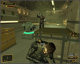 Wait until mentioned guards go away and stun a guard standing here #1 - quickly pull his body behind crater or somewhere to the north - (1) Peaceful solution: Reaching the main square - Rescuing Megan and Her Team - Deus Ex: Human Revolution Game Guide