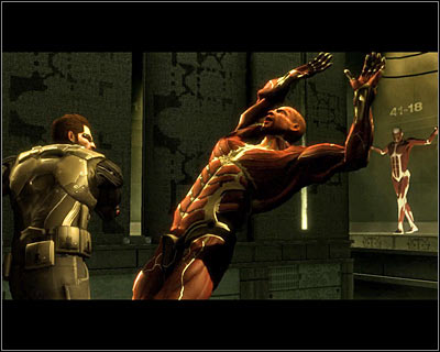 Keep fighting until you defeat Jaron, which is illustrated with a short cut-scene (screen above) - (8) Defeating Jaron Namir - Rescuing Megan and Her Team - Deus Ex: Human Revolution Game Guide