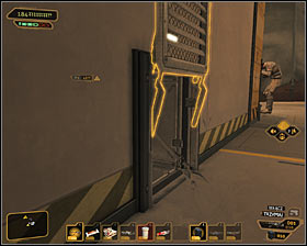 Locate a large crate in the western part of the hall #1 and move it a little (the Move/Throw Heavy Objects augmentation needed) in order to reveal an entrance to the air vent #2 - (5) Crossing through the station - Shutting Down Darrows Signal - Deus Ex: Human Revolution Game Guide