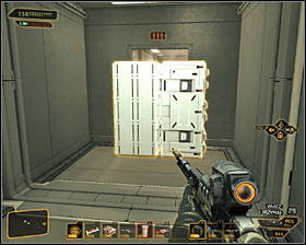 After reaching a corridor leading west you should notice, that there are two active security cameras near #1 - (6) Peaceful solution: Reaching the William Taggarts hideout - Shutting Down Darrows Signal - Deus Ex: Human Revolution Game Guide