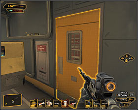 If you want to explore this area, then get to the eastern door #1 - (7) Peaceful solution: Reaching the David Sarifs hideout - Shutting Down Darrows Signal - Deus Ex: Human Revolution Game Guide