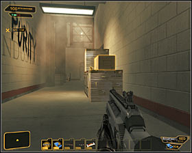 Make sure youve killed all enemies, search their corpses, and pick up ammo for a combat rifle from one of the crates and head towards the main entrance to the plant #1 - (2) Aggressive option: Getting inside the plant - Securing Sarifs Manufacturing Plant - Deus Ex: Human Revolution Game Guide