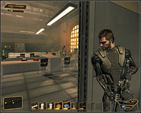 If you want to deal with terrorists personally, I suggest using a door located in the northern part of the warehouse (Lockers, Lobby, Shipping) #1 - (3) Peaceful option: Getting to the elevator - Securing Sarifs Manufacturing Plant - Deus Ex: Human Revolution Game Guide