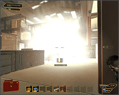Stand at a nearby cover, wait for first opponent to come closer and eliminate him - (3) Aggressive option: Getting to the elevator - Securing Sarifs Manufacturing Plant - Deus Ex: Human Revolution Game Guide